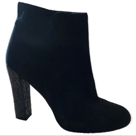 Michael Shannon Tosca Blu Shoes Black Glitter Block Heel Bootie - Picture 4 of 11